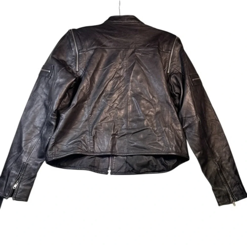 Vance Leather collection‎ women XXXXL Black Genuine Motorcycle Jacket 11 Zippers